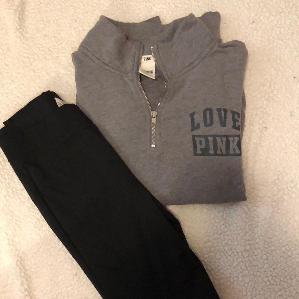 VS Pink leggings and half zip